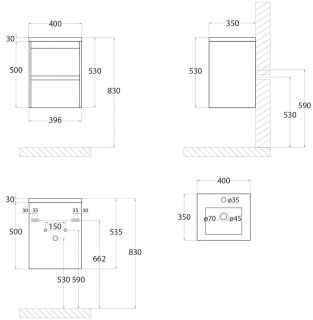 Подвесная тумба под раковину Art&Max Family 40см сканди Family-400-2C-SO-PB